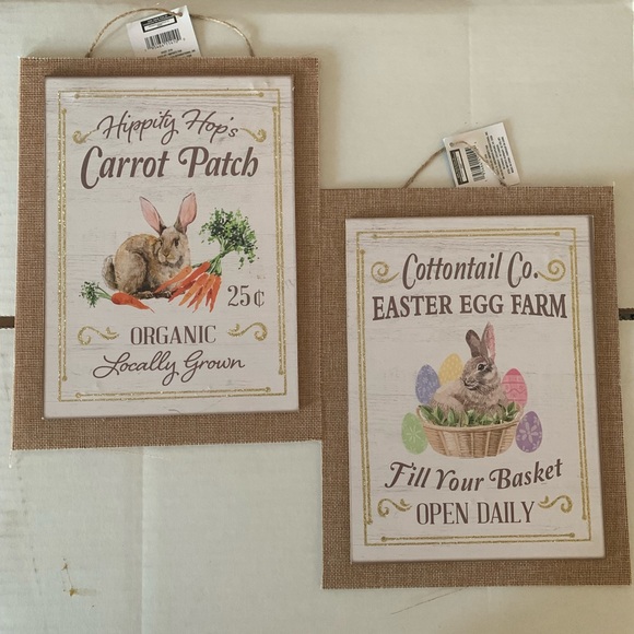 New 2 Cute bunny wall decorating signs 9 x 12" printed on MDF Baby child's room - Picture 1 of 6